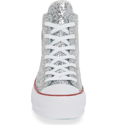 Shop Converse X Chiara Ferragni 70 Hi One Star Glitter Platform Sneaker In Silver Glitter