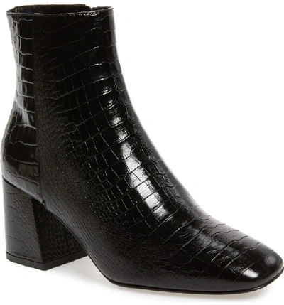 Shop Freda Salvador Charm Reptile Embossed Bootie In Black Croc Printed Leater