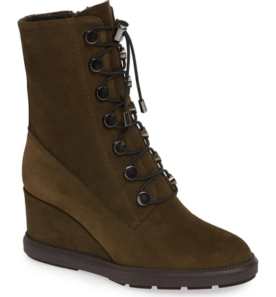 Shop Aquatalia Campbell Wedge Boot In Herb Suede