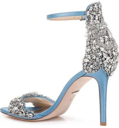 Shop Badgley Mischka Fabiana Ankle Strap Sandal In Greek Blue Satin