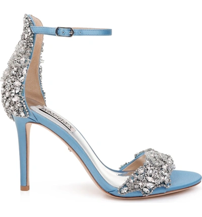 Shop Badgley Mischka Fabiana Ankle Strap Sandal In Greek Blue Satin