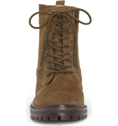 Shop Lucky Brand Idara Lace-up Bootie In Military Green Suede