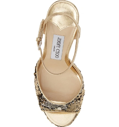 Shop Jimmy Choo Peachy Platform Sandal In Silver/ Gold