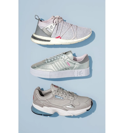 Shop Adidas Originals Falcon Sneaker In Raw Grey/ Raw Grey/ Light Pink