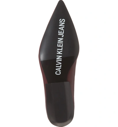 Shop Calvin Klein Jeans Est.1978 Elehanna Pointy Toe Pump In Dark Burgundy Leather