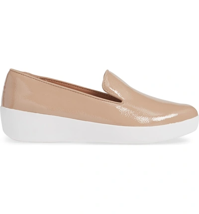 Shop Fitflop Audrey Smoking Slipper In Taupe Patent Leather