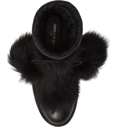 Shop Jimmy Choo Glacie Genuine Shearling Bootie In Black