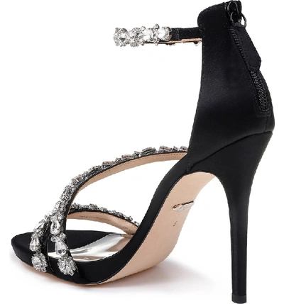 Shop Badgley Mischka Quest Strappy Sandal In Black Satin