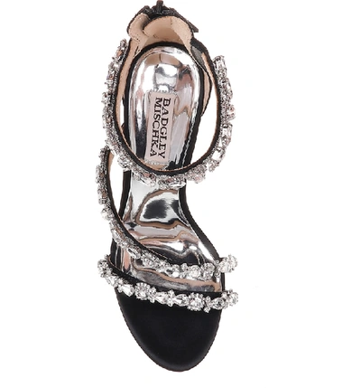 Shop Badgley Mischka Quest Strappy Sandal In Black Satin