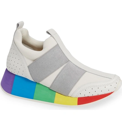 Shop Donald Pliner Prix Rainbow Platform Sneaker In White/ Silver Mixed Print