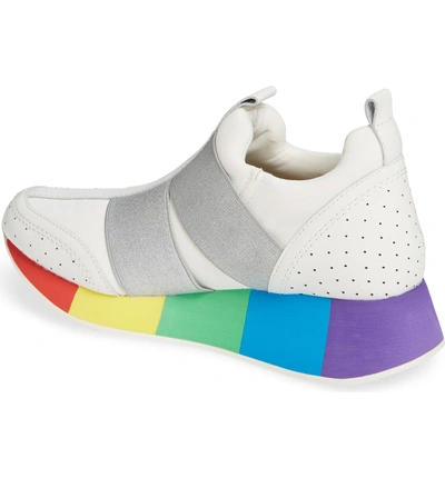 Shop Donald Pliner Prix Rainbow Platform Sneaker In White/ Silver Mixed Print