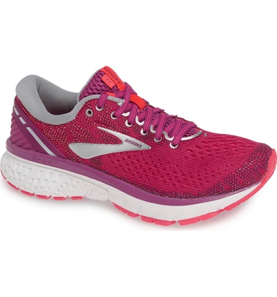 Shop Brooks Ghost 11 Running Shoe In Aster/ Diva Pink/ Silver