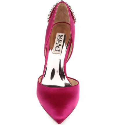 Shop Badgley Mischka Vogue Crystal Embellished D'orsay Pump In Bright Rose Satin