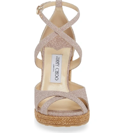 Shop Jimmy Choo Alanah Espadrille Wedge Sandal In Ballet Pink Glitter