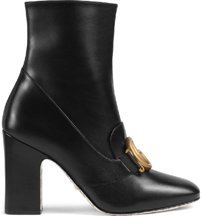 Shop Gucci Victoire Bootie In Black Leather