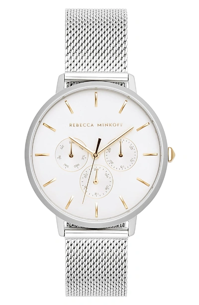 Shop Rebecca Minkoff Major Chronograph Bracelet Watch, 38mm In Silver