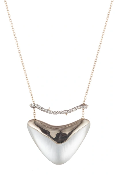 Shop Alexis Bittar Essentials Crystal Encrusted Bar & Shield Pendant Necklace In Silver
