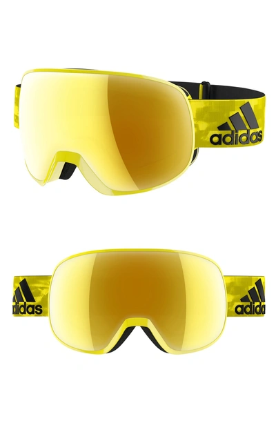 Shop Adidas Originals Progressor C Mirrored Spherical Snowsports Goggles - Shiny Yellow/ Gold