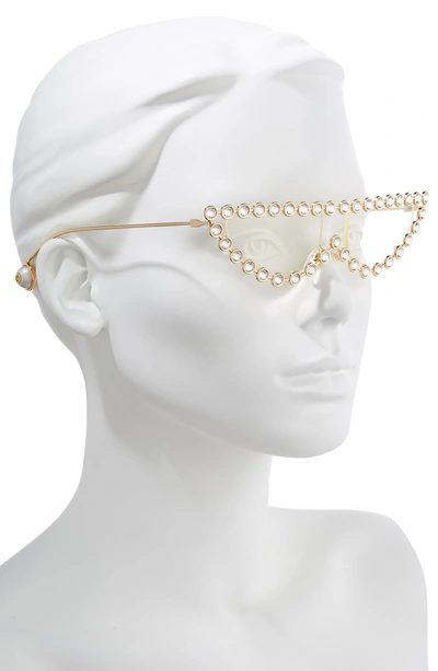 Shop Gucci 53mm Crystal Embellished Cat Eye Sunglasses - Gold/ Strass W/ Clear