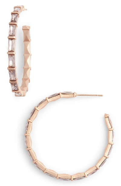 Shop Kendra Scott Veda Medium Hoop Earrings In Blush Crystal/ Rose Gold