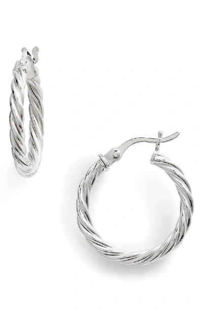 Shop Argento Vivo Rope Hoop Earrings In Silver