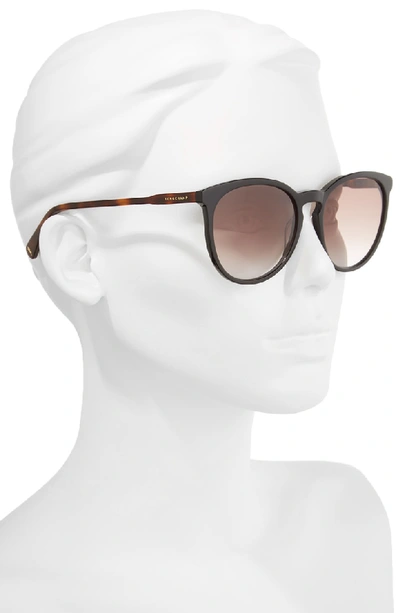 Shop Longchamp 56mm Round Sunglasses In Black/ Havana