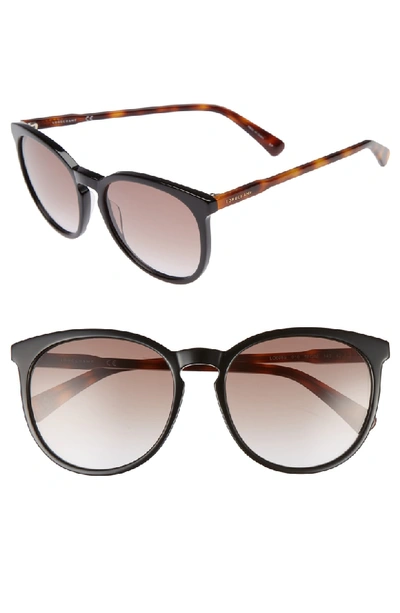 Shop Longchamp 56mm Round Sunglasses In Black/ Havana