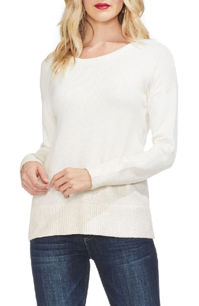 Shop Vince Camuto Long Sleeve Foiled Ombre Sweater In Antique White