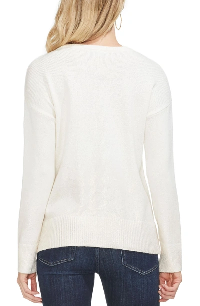 Shop Vince Camuto Long Sleeve Foiled Ombre Sweater In Antique White