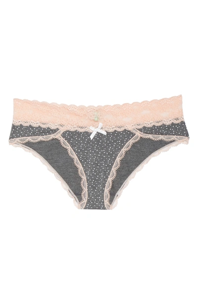 Shop Honeydew Intimates Ahna Hipster Panties In Charcoal Dot