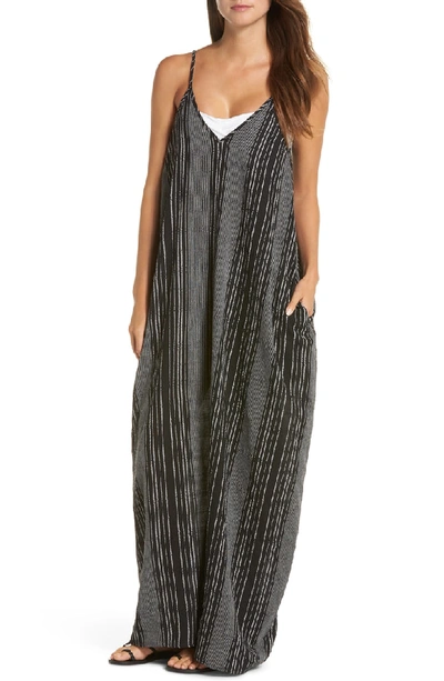 Shop Elan Cover-up Maxi Dress In Black/ White Stripe