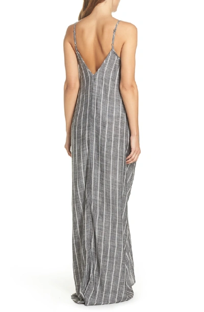 Shop Elan Cover-up Maxi Dress In Grey Chambray Stripe