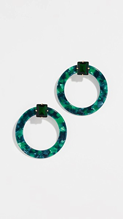 Shop For Love & Lemons Nathalie Hoop Earrings In Royal Green