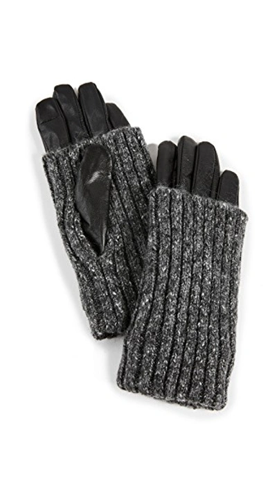 Shop Carolina Amato Overlay Texting Gloves In Black/ash