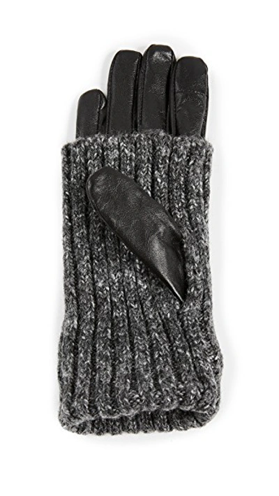Shop Carolina Amato Overlay Texting Gloves In Black/ash