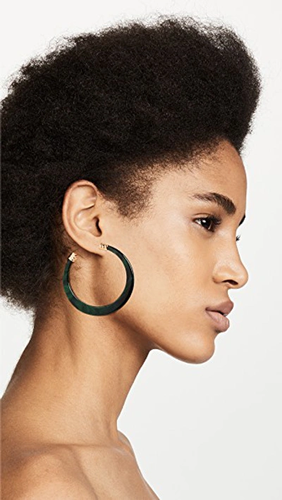 Shop Gas Bijoux Bo Caftan Oval Acetate Hoop Earrings In Green/gold