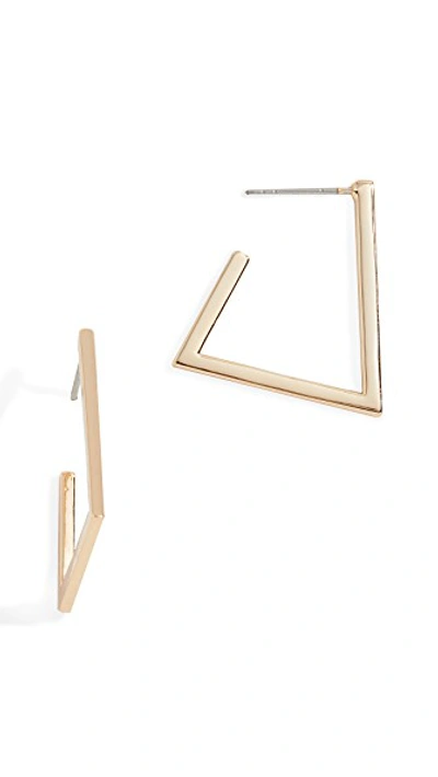 Shop Rebecca Minkoff Trapezoid Hoop Earrings In Yellow Gold