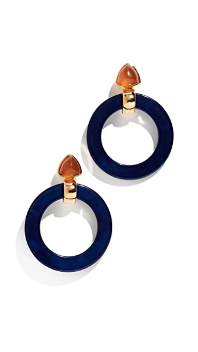 Shop Lizzie Fortunato Hoop Earrings In Black/brass