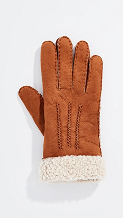 Shop Agnelle Curly Gloves In Tan