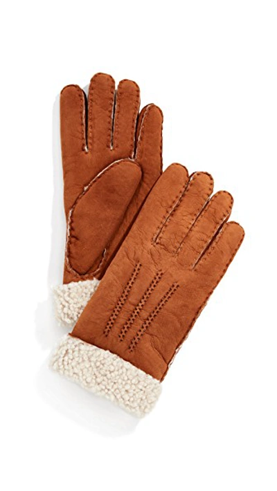 Shop Agnelle Curly Gloves In Tan