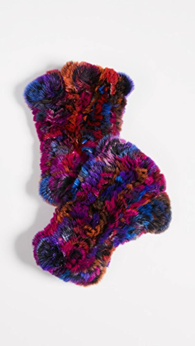 Shop Adrienne Landau Rabbit Fur Fingerless Gloves In Bright Multi