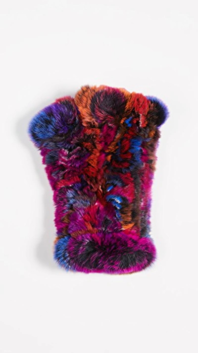 Shop Adrienne Landau Rabbit Fur Fingerless Gloves In Bright Multi