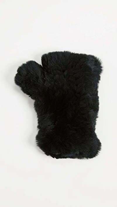 Shop Adrienne Landau Rabbit Fur Fingerless Gloves In Black