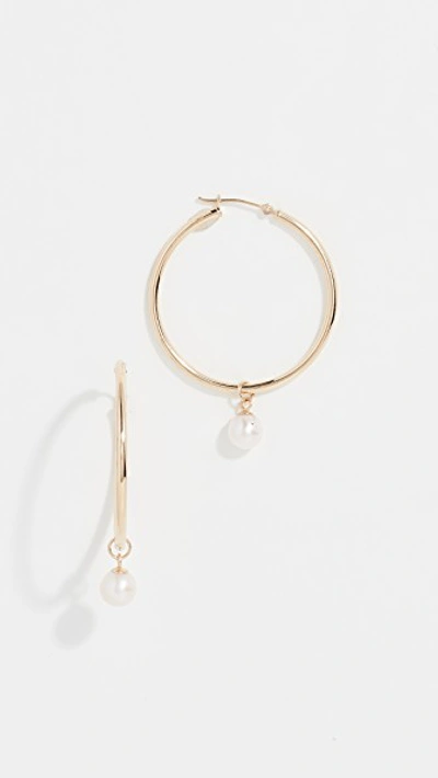 Shop Mateo 14k Detachable Pearl Hoop In Yellow Gold