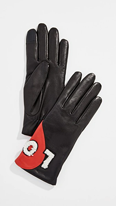 Shop Agnelle Love Gloves In Black/red