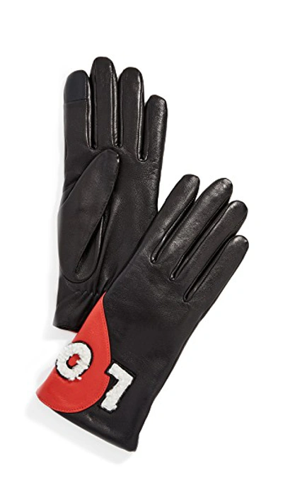 Shop Agnelle Love Gloves In Black/red