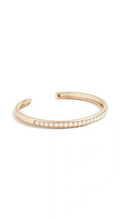 Shop Jane Taylor 14k Oval Hinged Cuff With White Pearls In Yellow Gold/pearl