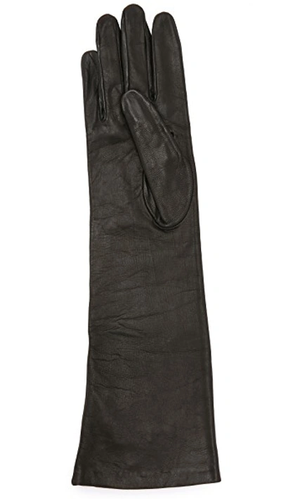Shop Carolina Amato Long Leather Gloves In Black
