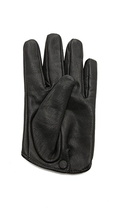 Shop Carolina Amato Short Leather Gloves In Black