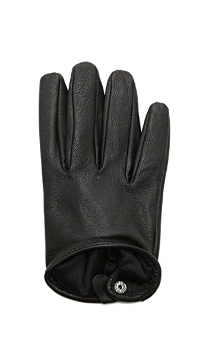 Shop Carolina Amato Short Leather Gloves In Black